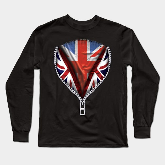 British Flag  Australian Flag zipped British Flag - Gift for British From Australian Long Sleeve T-Shirt by Country Flags